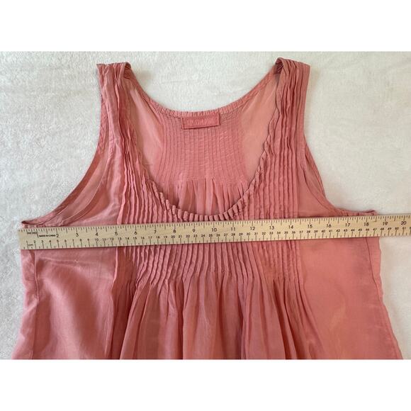 CP Shades Silk Pleated Tunic Tank Blouse Peach Orange Sleeveless Top Size M - Picture 5 of 8